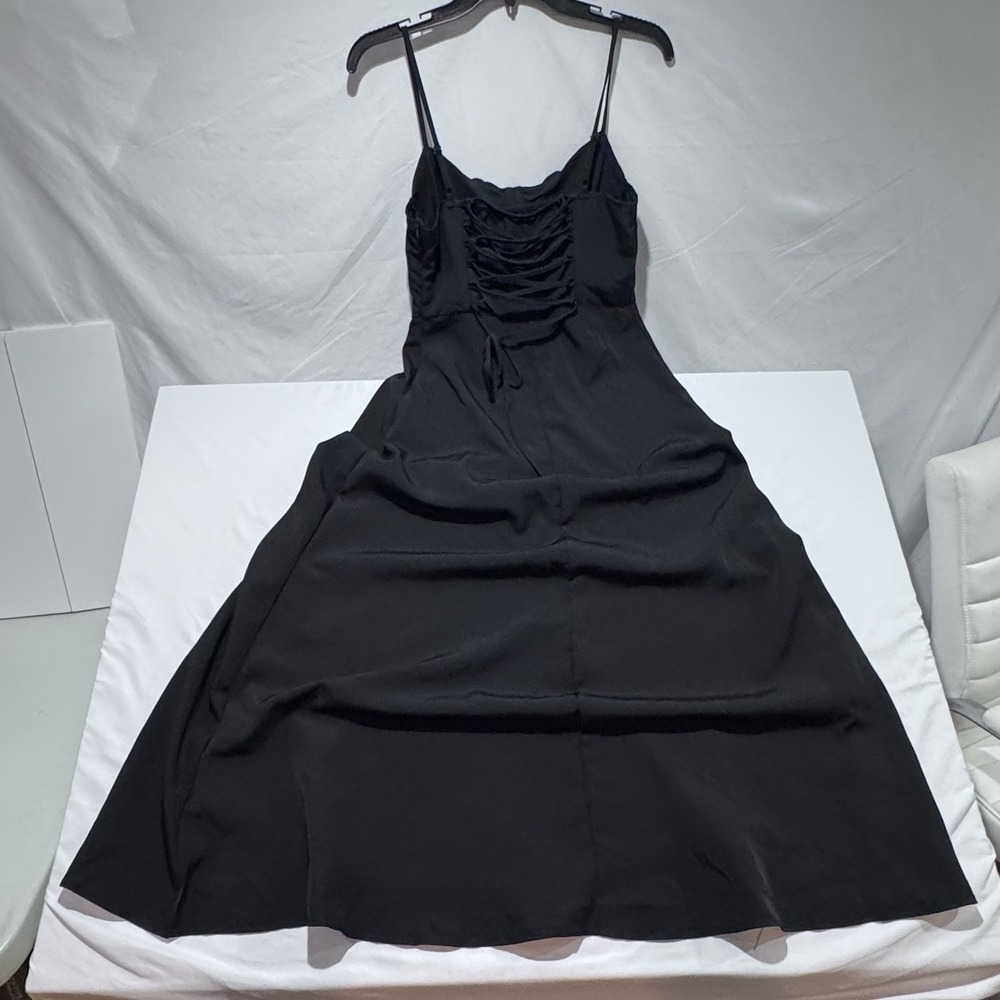 Poéselle Solid Black Spaghetti Strap Criss Cross Back A line Dress Womens Size M